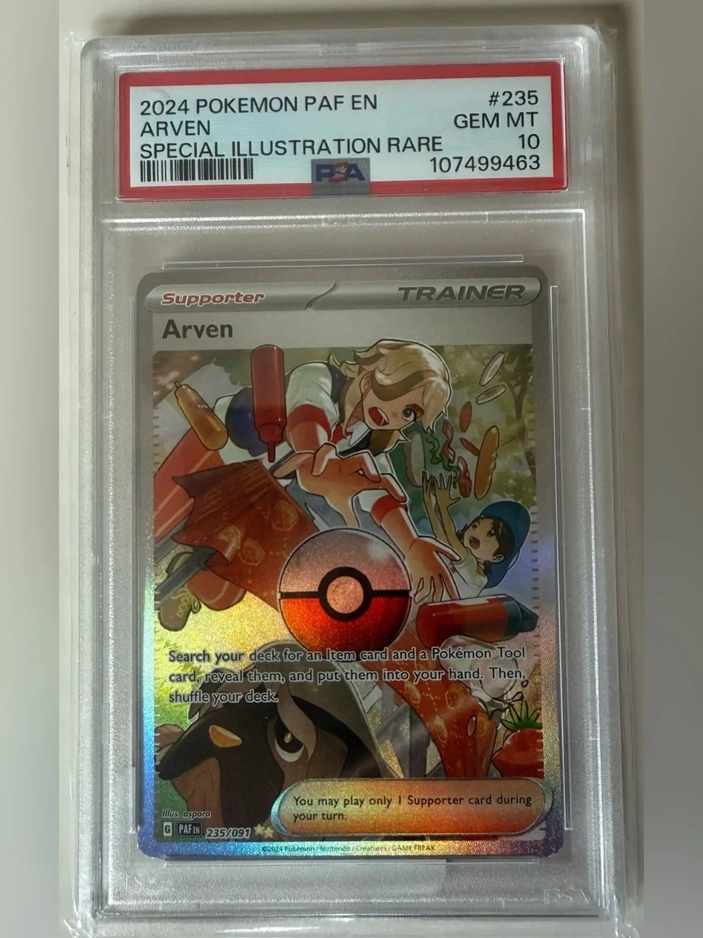 Arven 2024 Pokemon Paldean Fates EN Special Illustration Rare #235 PSA10 GM Holo